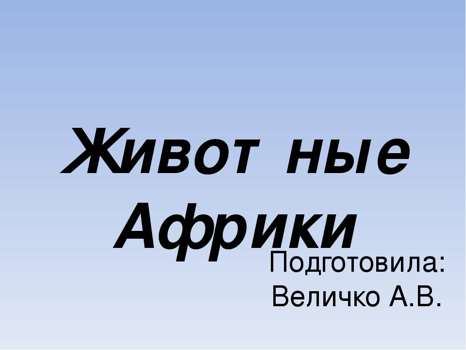 Презентация на тему "Животные Африки"
