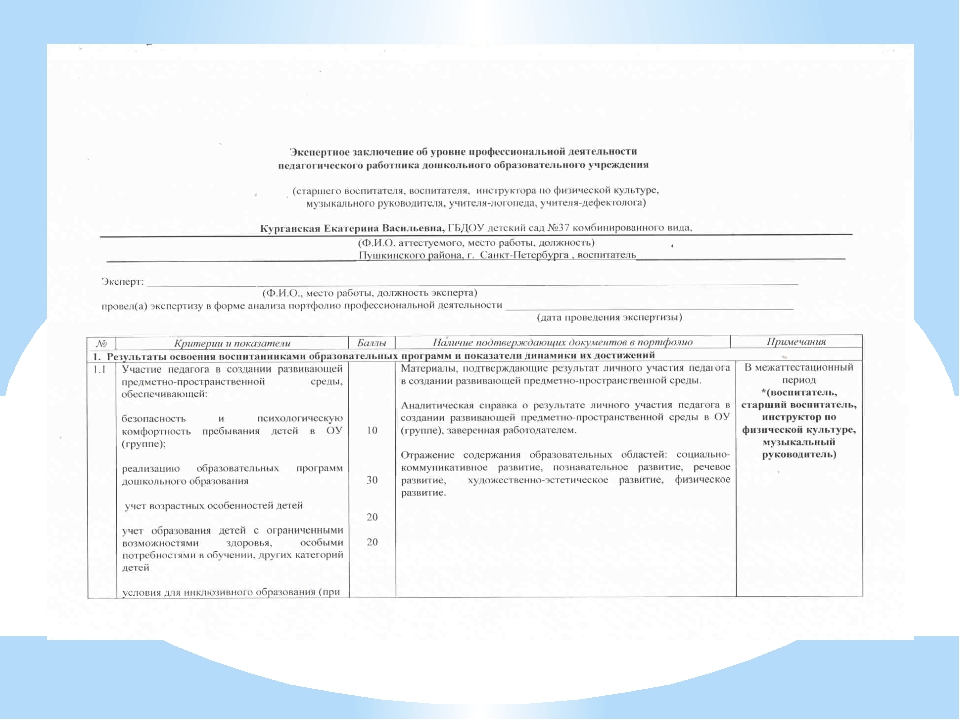 Консультация по оформлению профессионального партфолио для получения категории