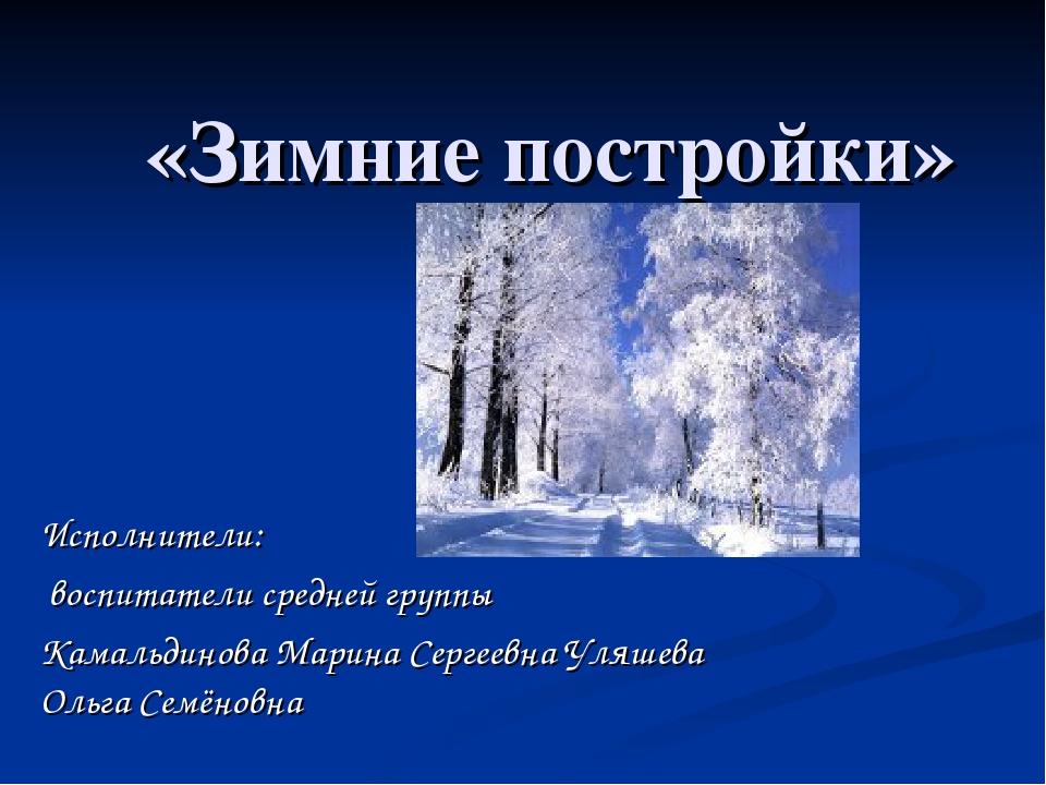 Презентация на тему "Зимние постройки"