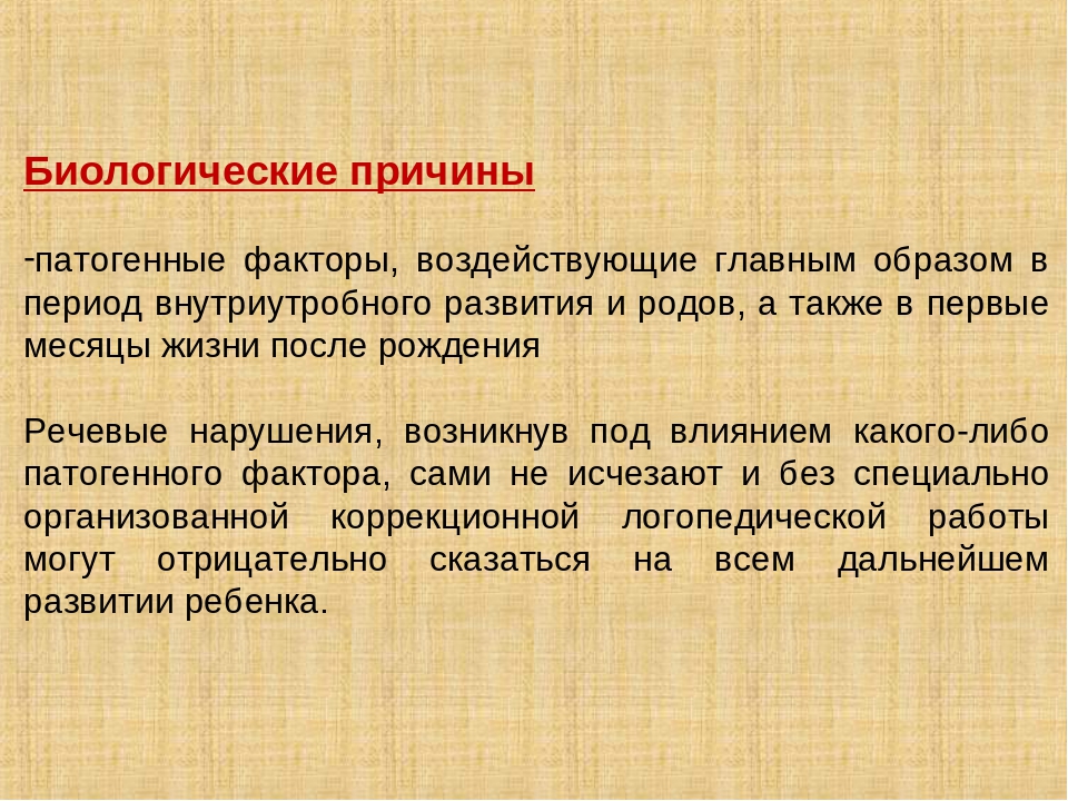 Презентация: "Биологические причины задержки речевого развития у детей"