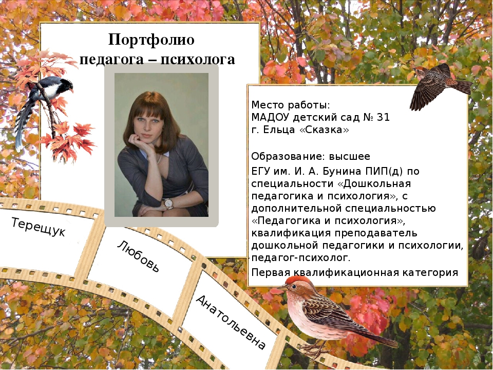 Презентация на тему:"Мое портфолио"
