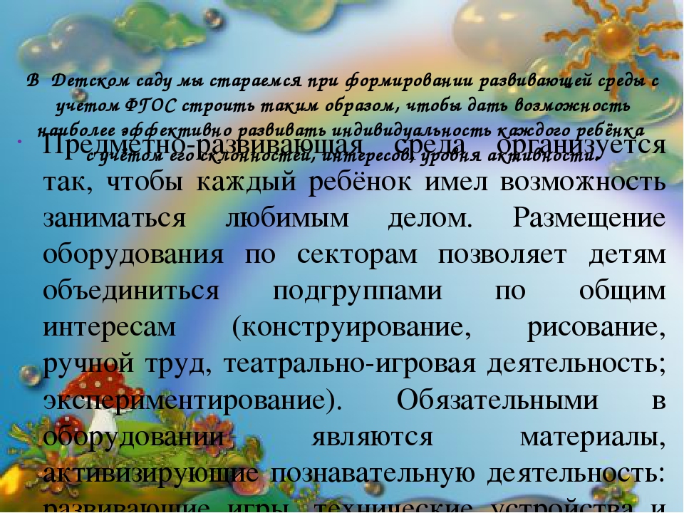 Презентация на тему "Организация предметно- развивающей среды ДОУ".