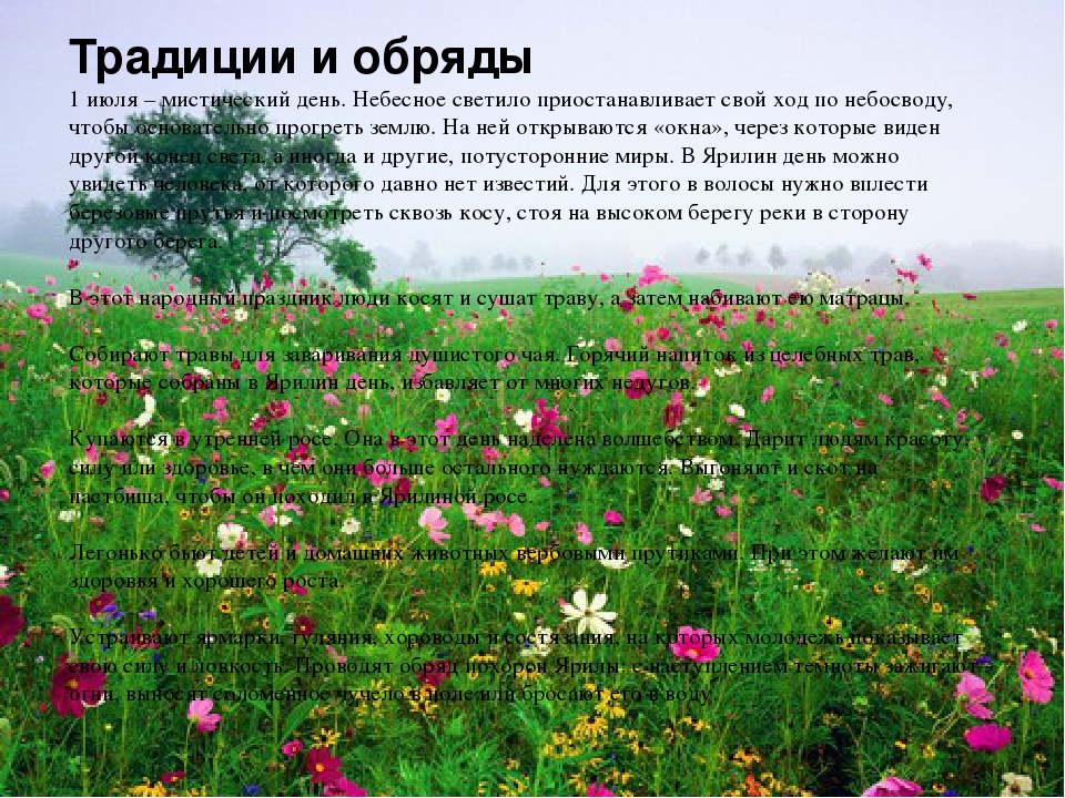 Старинный народный праздник Ярилин день (Макушка лета).