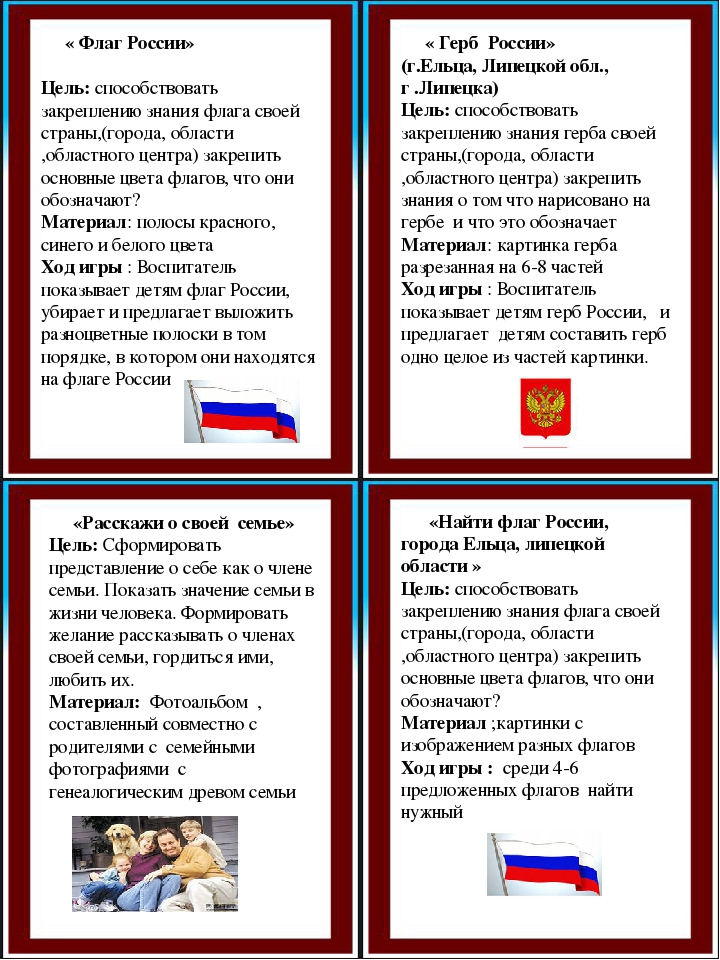 Картотека игр по патриотическому воспитанию для старшего дошкольного возраста