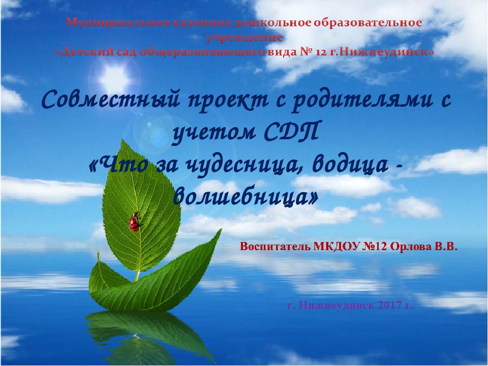 Презентация по проекту на тему «Что за чудесница, водица - волшебница»