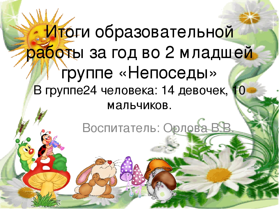 Презентация на тему "Итоги образовательной работы за год во 2 младшей группе"