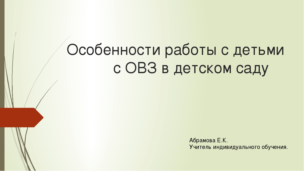 Презентация "Особенности работы с детьми с ОВЗ в детском саду"