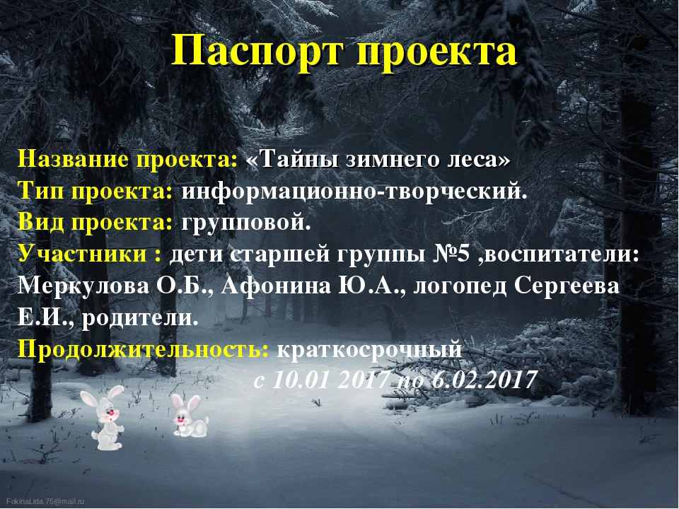 Презентация проекта "Тайны зимнего леса"