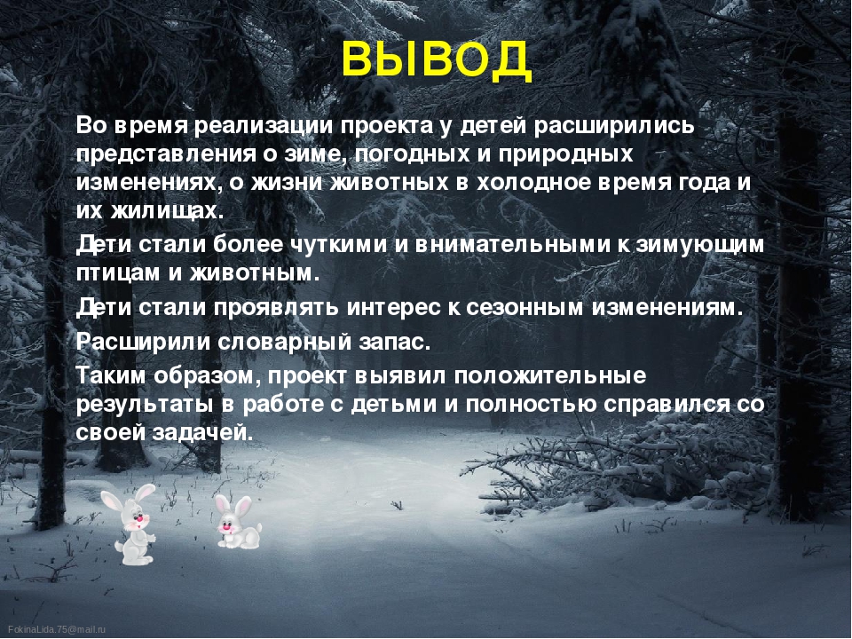 Презентация проекта "Тайны зимнего леса"