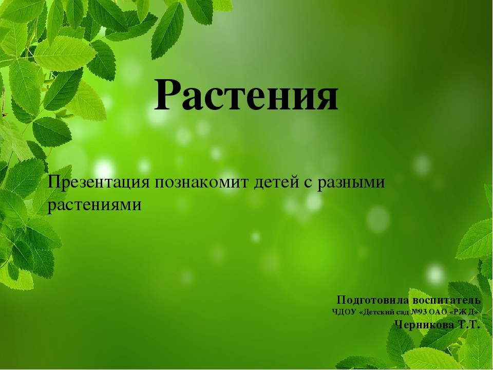 Презентация на тему "Растения"