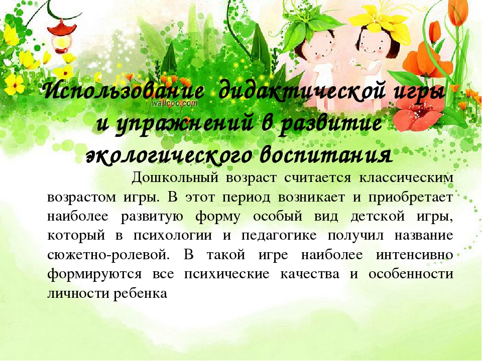 Экологическое воспитание дошкольников средствами дидактической игры