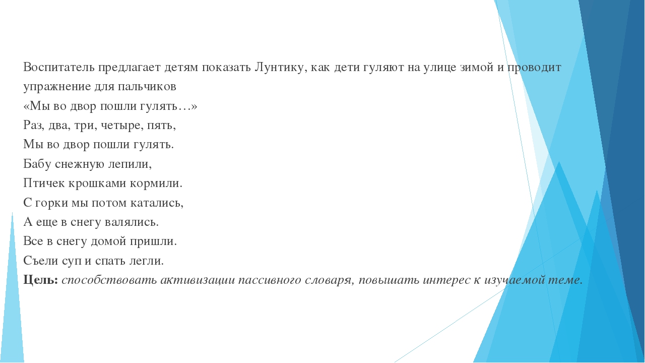 Педагогический проект на тему "Зима"