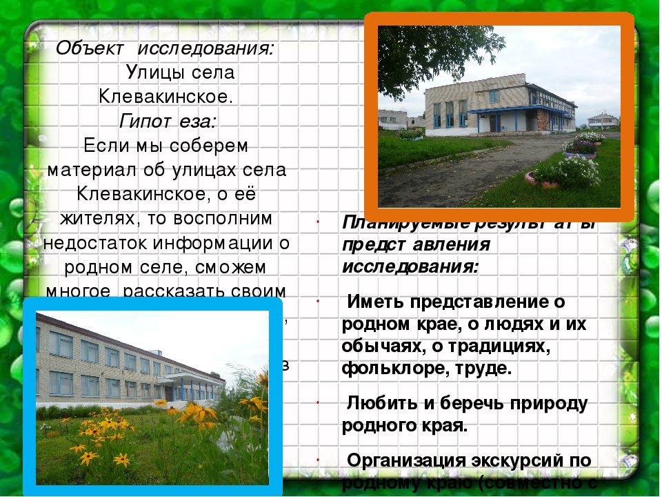 Презентация информационно-исследовательского проекта для старших дошкольников "улицы моего села"