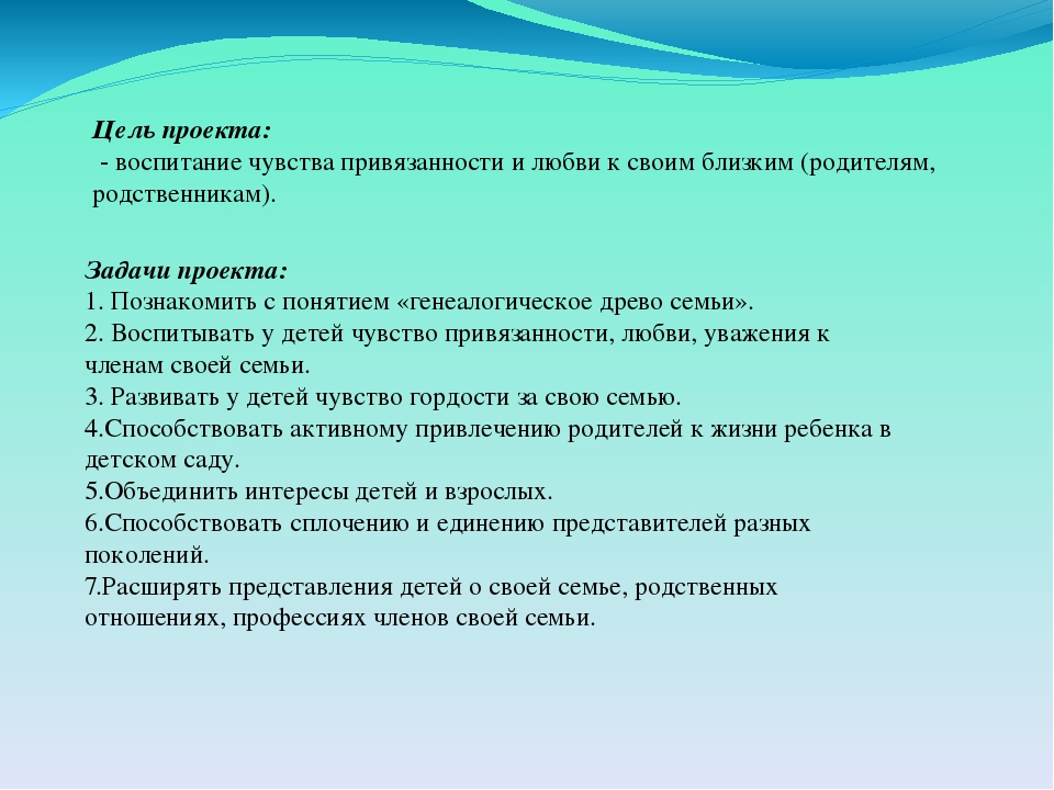 "Тема проекта: Моя семья