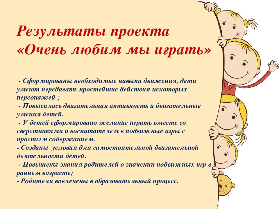 Проект "Очень любим мы играть" первая младшая группа