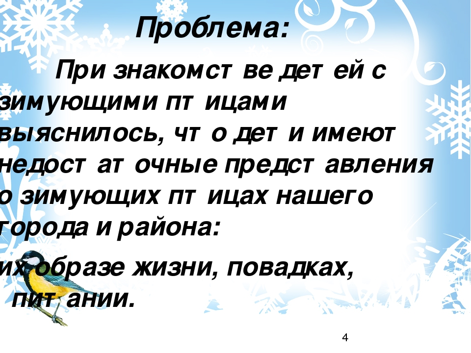 Проект "Зимующие птицы" старшая группа