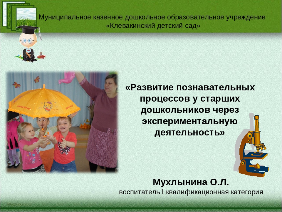 «Развитие познавательных процессов у старших дошкольников через экспериментальную деятельность»