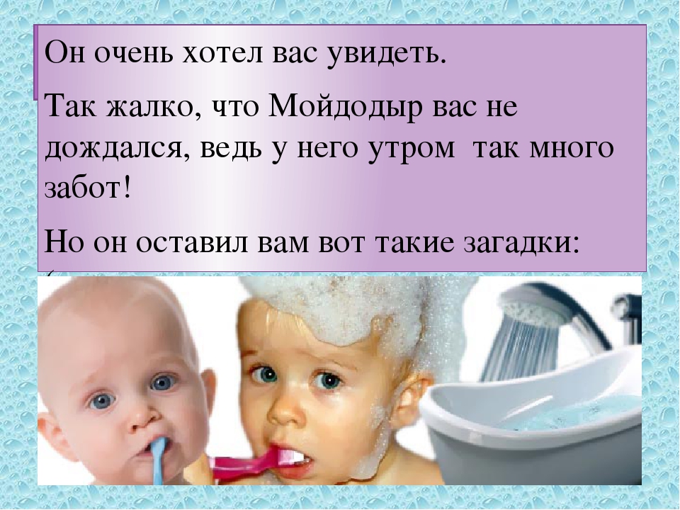 Презентация в детском саду на тему: "Загадки Мойдодыра о предметах личной гигиены!"