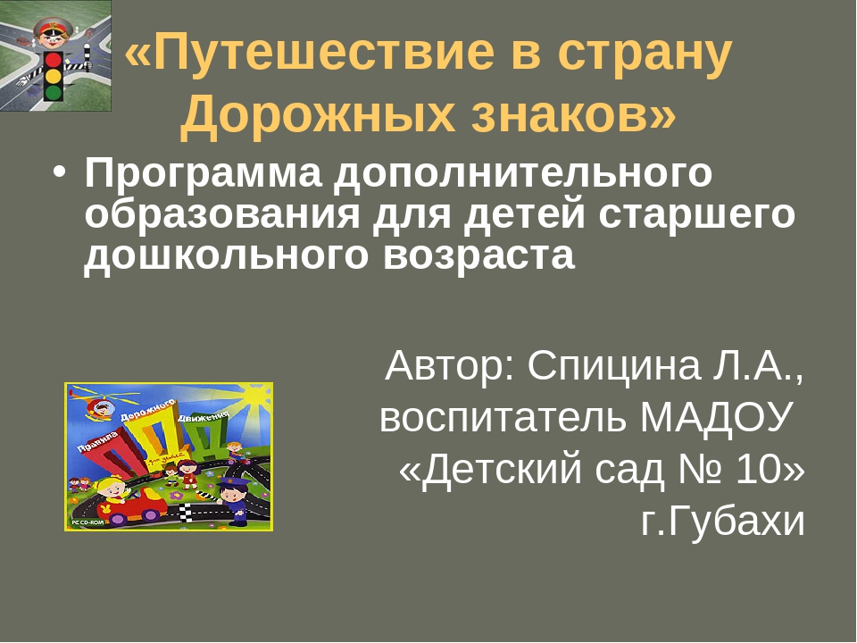 Презентация к программе "Путешествие в страну Дорожных знаков"