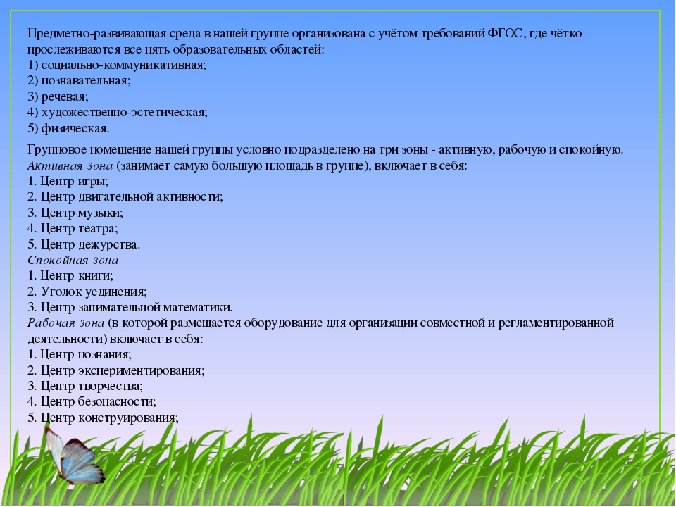 Развивающая предметно-пространственная среда  ФГОС ДО