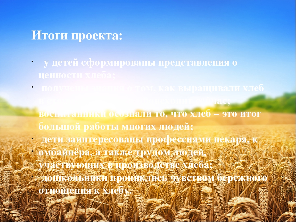 Презентация проекта "Как хлеб на стол приходит"