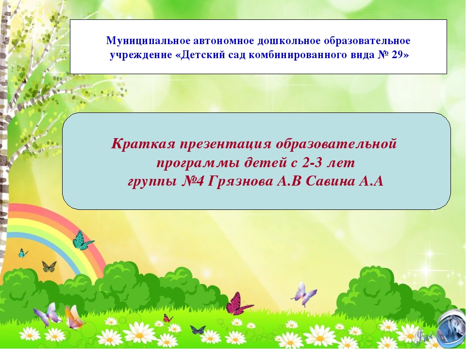 Презентация Рабочей программы возраст 2-3 лет
