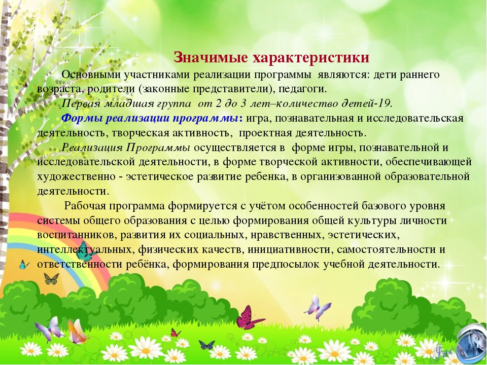 Презентация Рабочей программы возраст 2-3 лет
