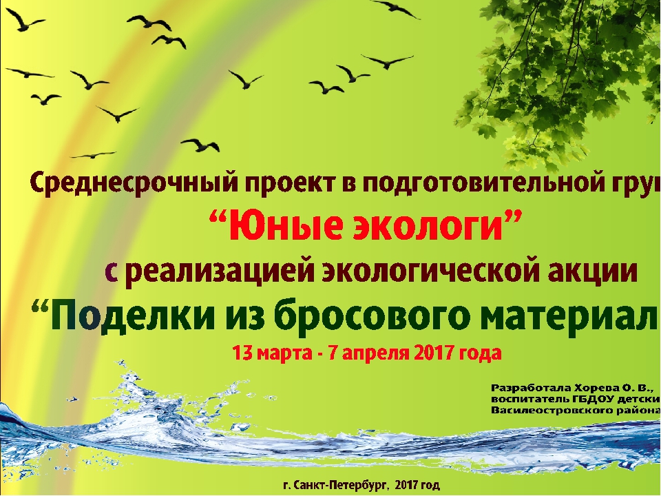 Презентация экологического проекта в подготовительной группе "Юные экологи"