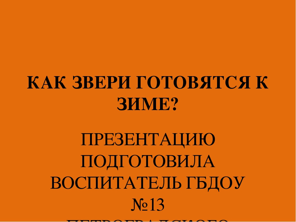 Презентация "Как звери готовятся к зиме?"