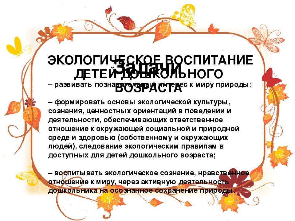 Презентация по экологическому воспитанию детей дошкольного возраста