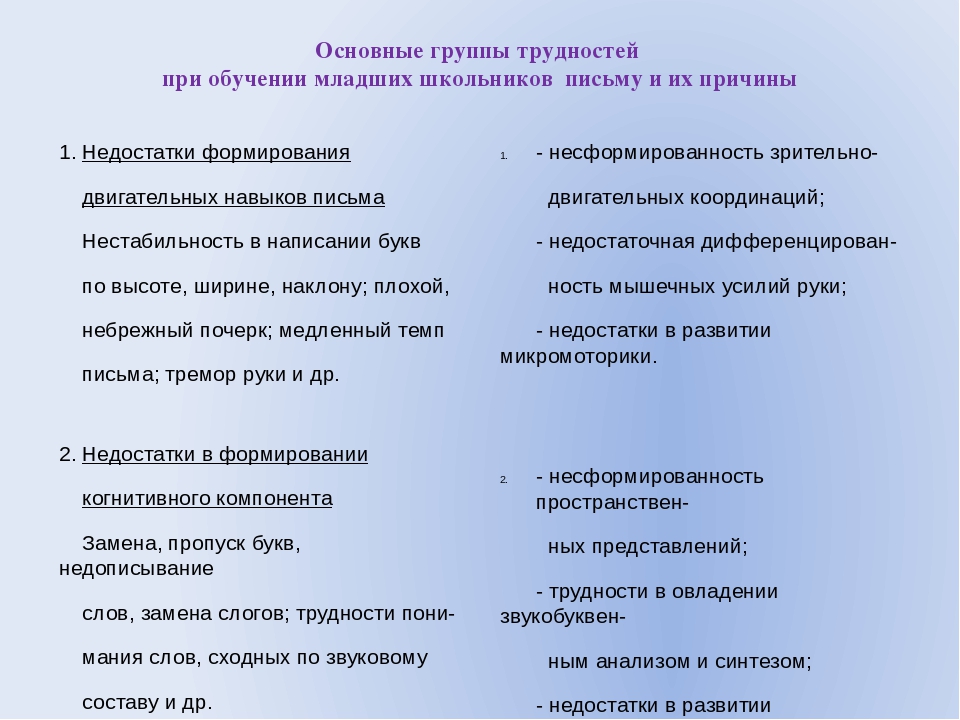 Причины трудностей в письменной речи у детей младшего школьного возраста и профилактические направления деятельности с детьми старшего дошкольного возраста