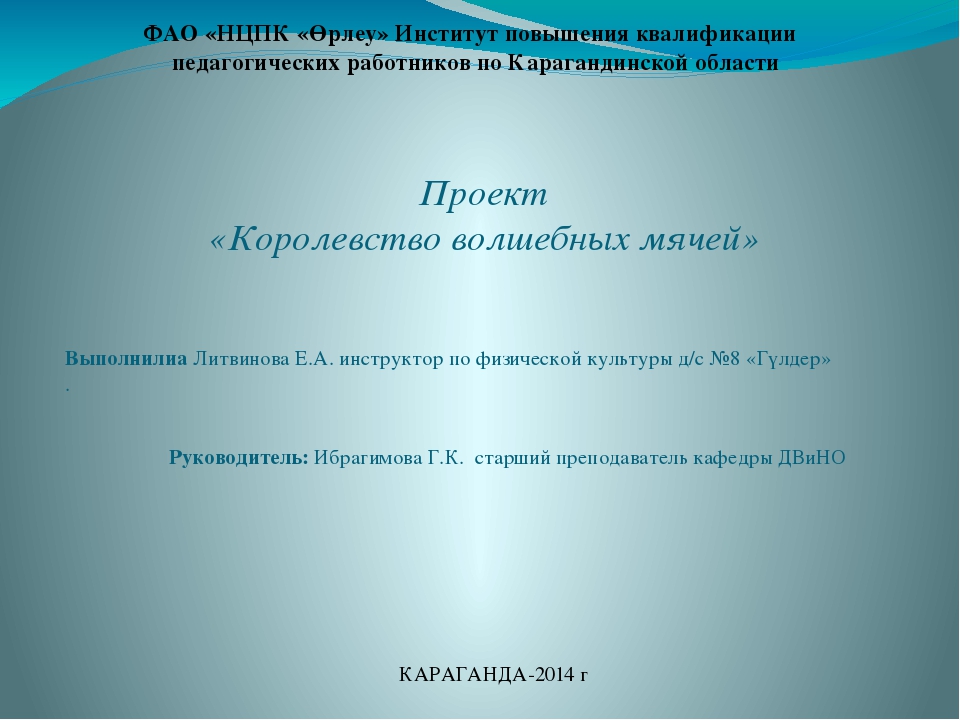 Проект «Королевство волшебных мячей»