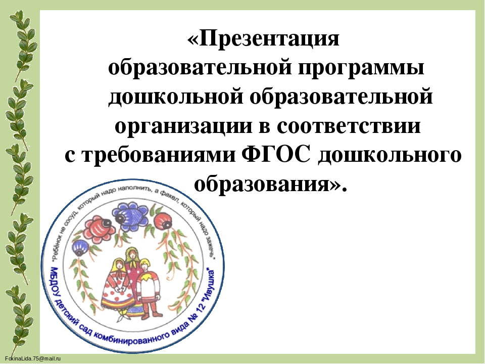 Презентация образовательной программы