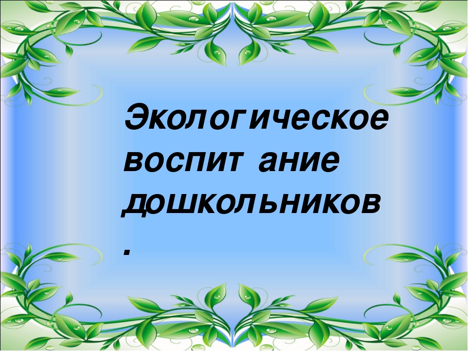Презентация проекта на тему "Экологическое воспитание"