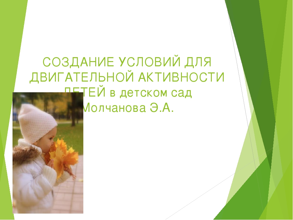 ПРЕЗЕНТАЦИЯ НА ТЕМУ "СОЗДАНИЕ УСЛОВИЙ ДЛЯ ДВИГАТЕЛЬНОЙ АКТИВНОСТИ ДЕТЕЙ".