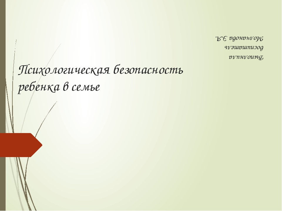 Презентация на тему "Психологическая безопасность ребёнка в семье".