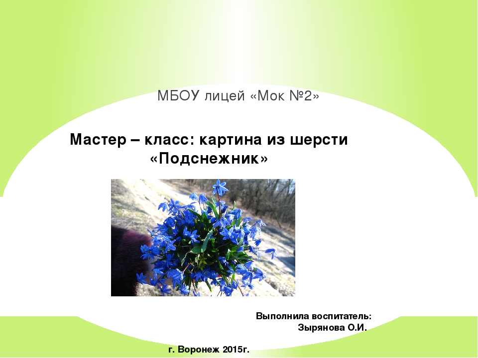 Мастер – класс: картина из шерсти "Подснежник"