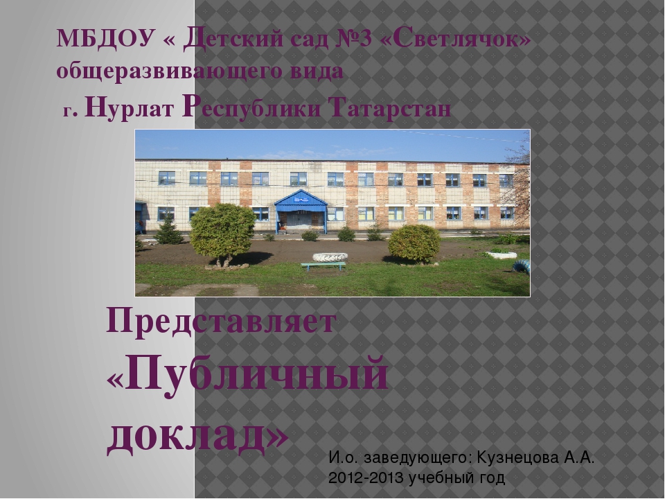 Отчёт о проделаной работе ДОУ за год "Публичный доклад"