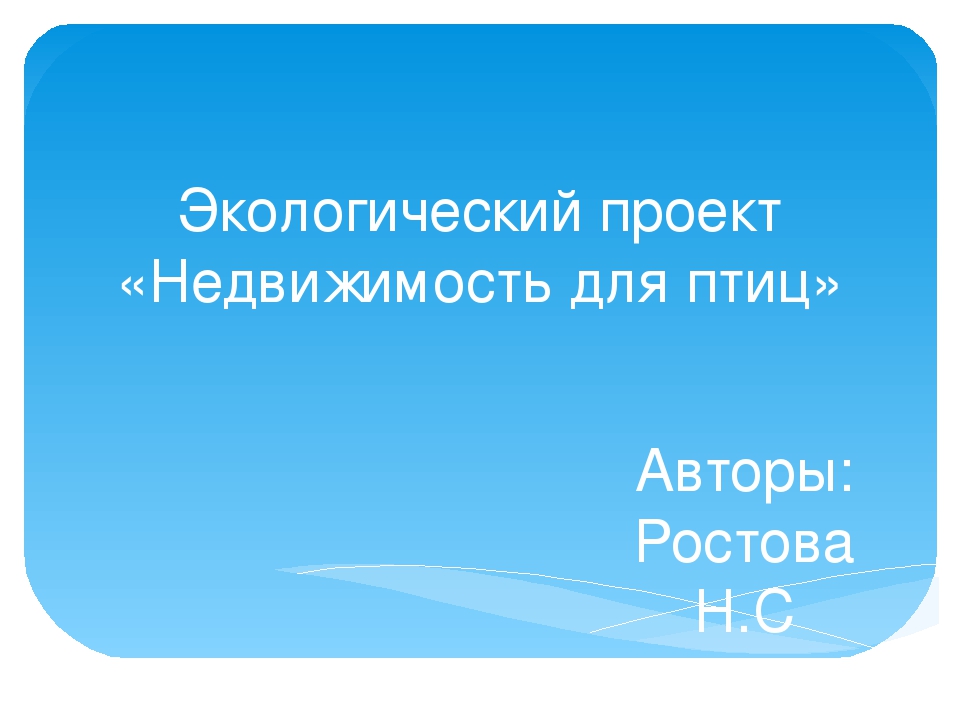 Проект по формированию экологических представлений детей старшего дошкольного возраста "Недвижимость для птиц"