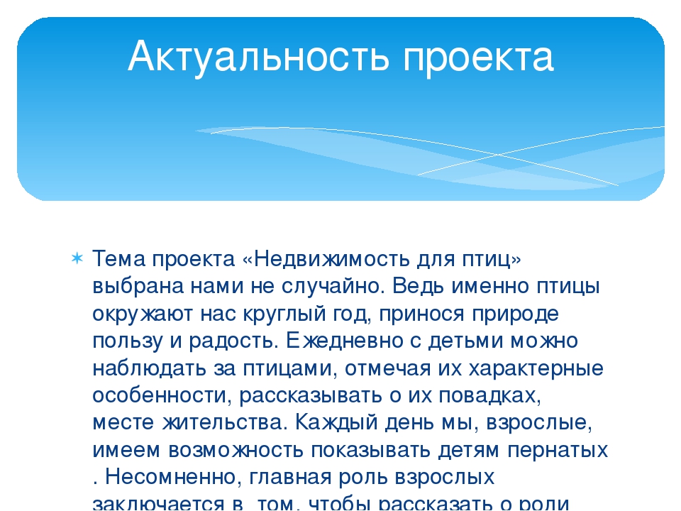 Проект по формированию экологических представлений детей старшего дошкольного возраста "Недвижимость для птиц"