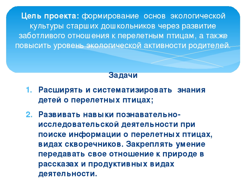 Проект по формированию экологических представлений детей старшего дошкольного возраста "Недвижимость для птиц"