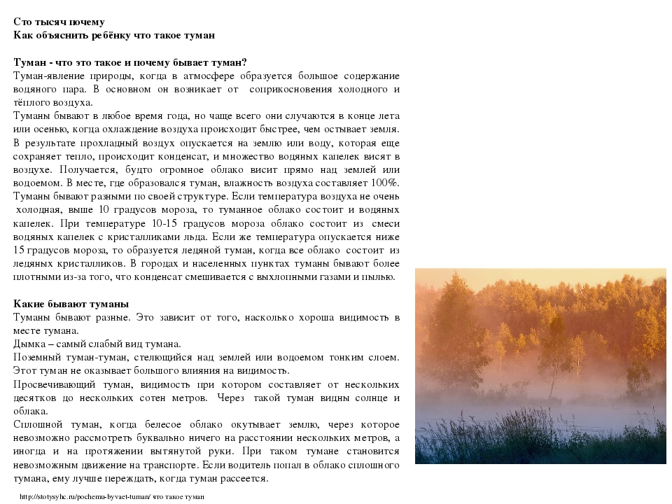 Когда появляется туман. Туман краткое описание. Туман как образуется объяснить ребенку. Доклад про туман. Что такое туман для детей объяснение.