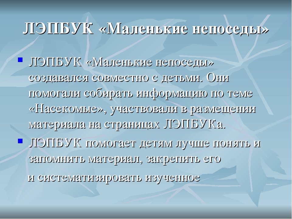 ЛЭПБУК "Маленькие непоседы" Формирование целостной картины мира