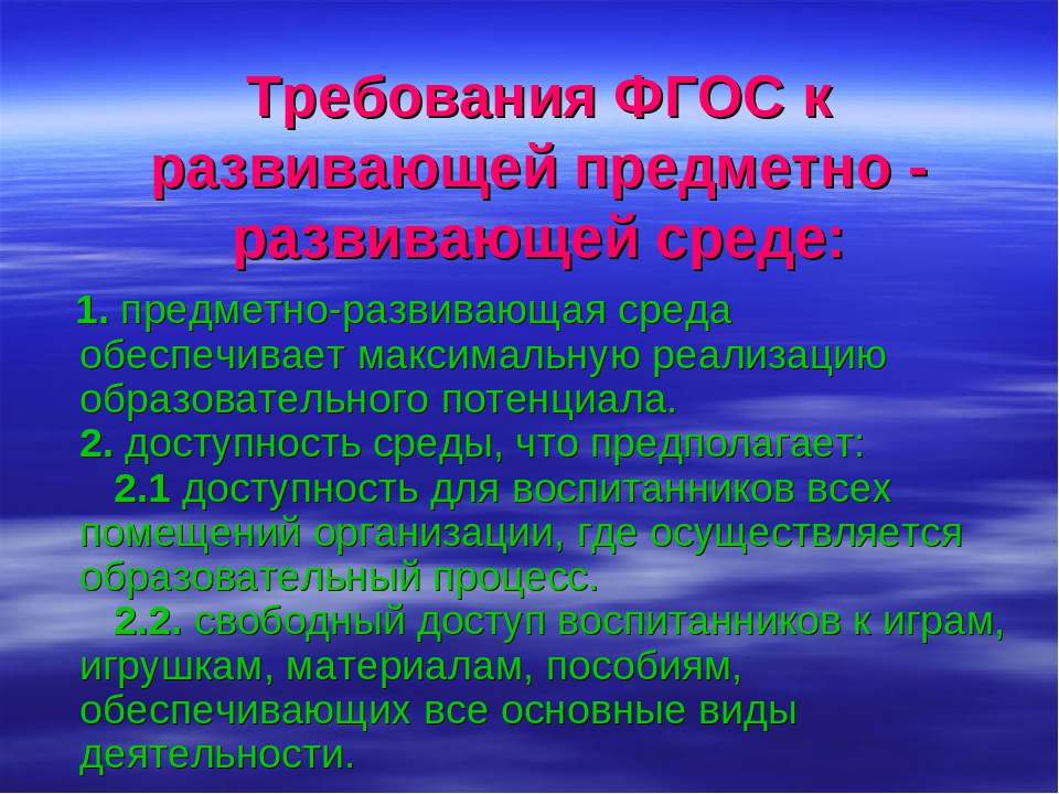 Инновационный подход к организации предметно-развивающей образовательной среды как форма социализации ребенка