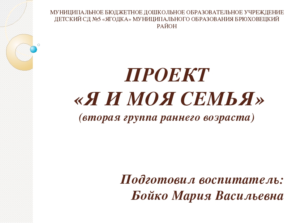 Презентация по социально - коммуникативному развитию "Я и моя семья" Автор: Бойко М.В.