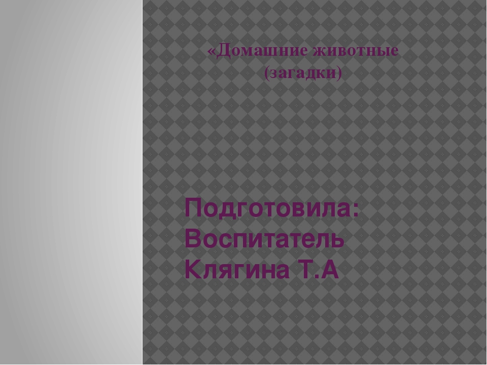 Презентация "Домашние животные" для познавательного развития детей второй младшей группы