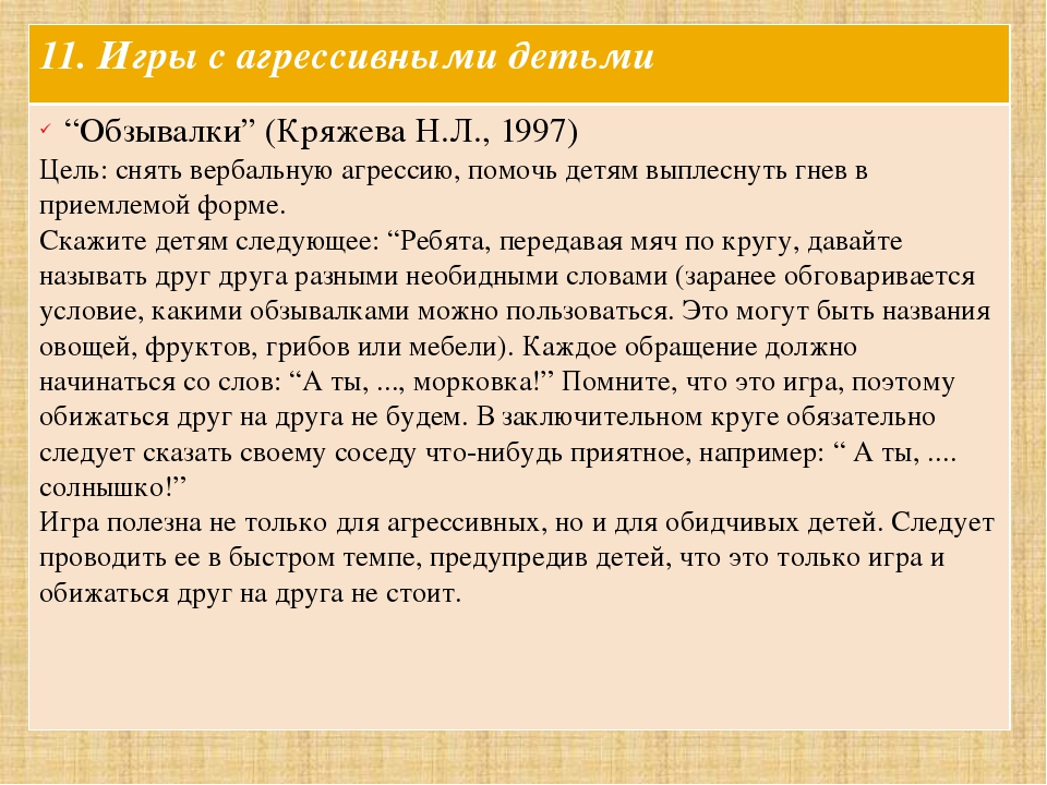 Презентация на тему: "Агрессивный ребенок"