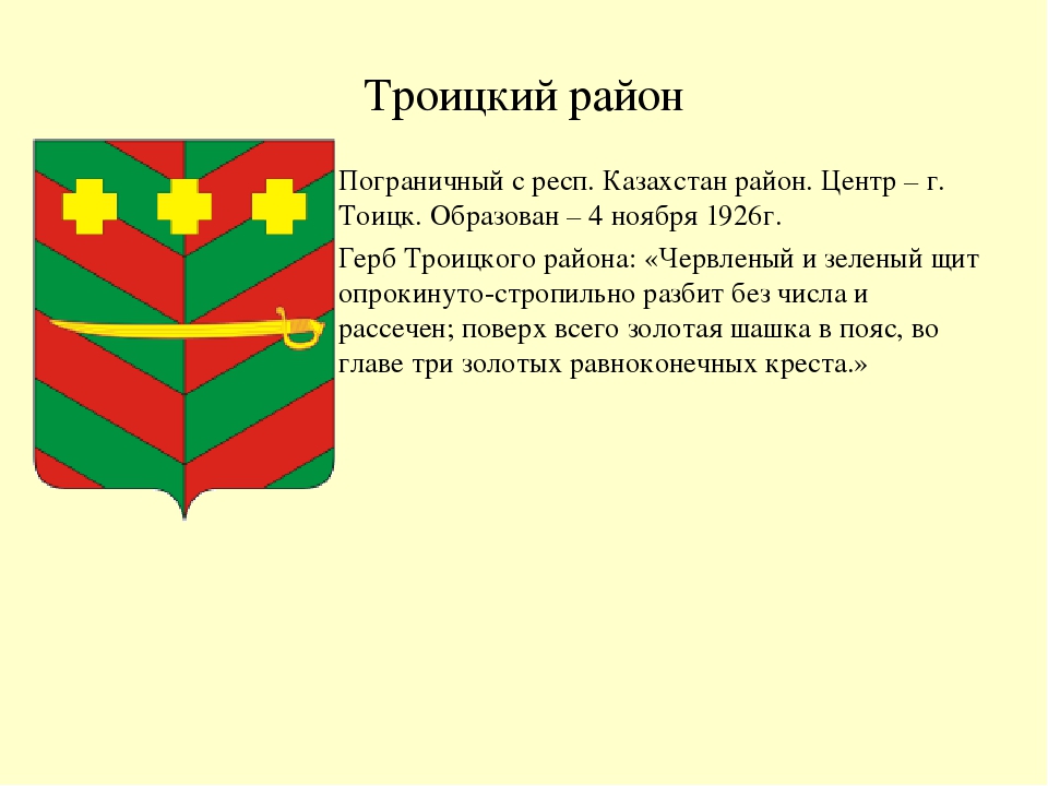 100 лет троицкому району. Герб Троицка.