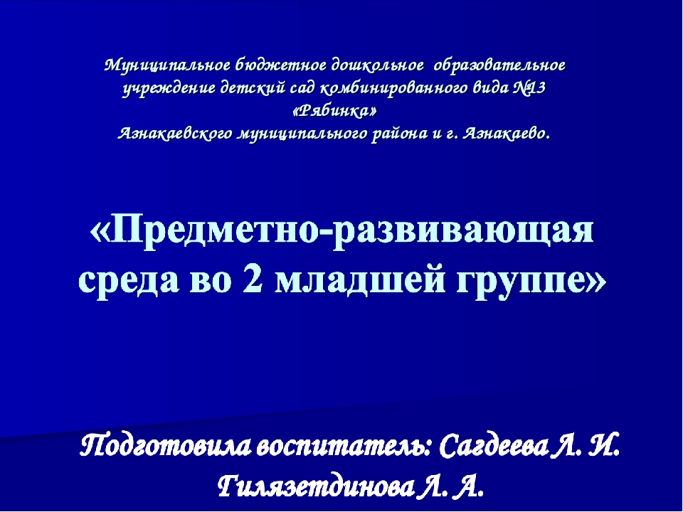 Презентация "Развивающая среда в группе"