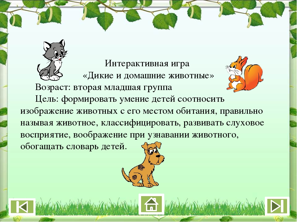 Интерактивная игра «Дикие и домашние животные»